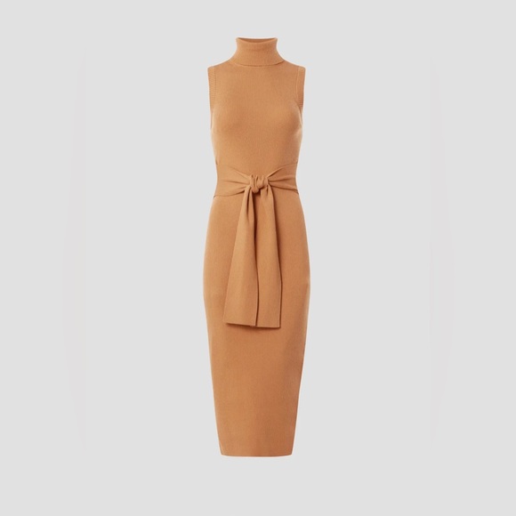 Toccin Dresses & Skirts - TOCCIN x RTR Chic Tan Midi Dress with Tie-Front